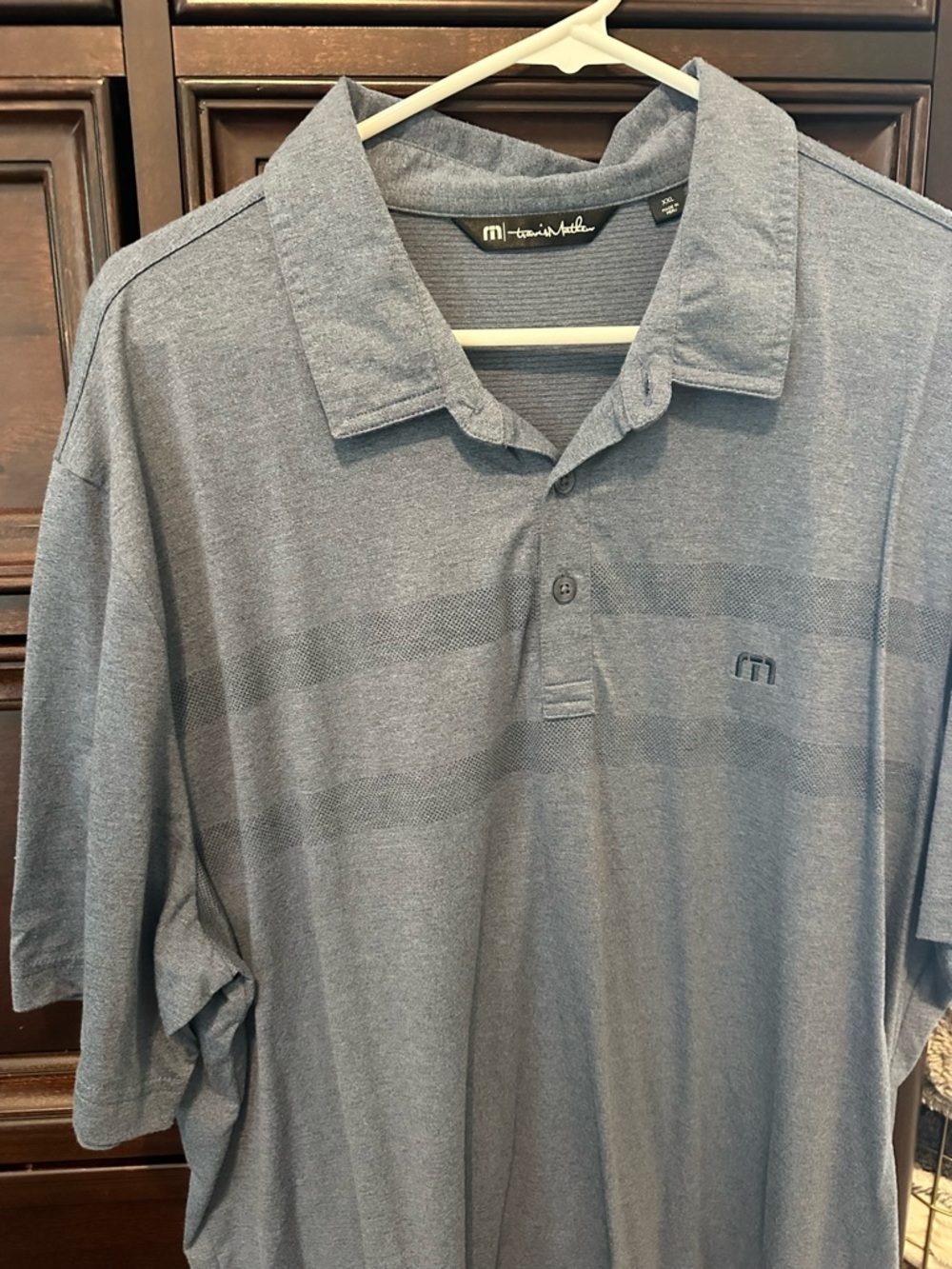 Travis Mathew Heathered Slate Blue Short-Sleeve Polo